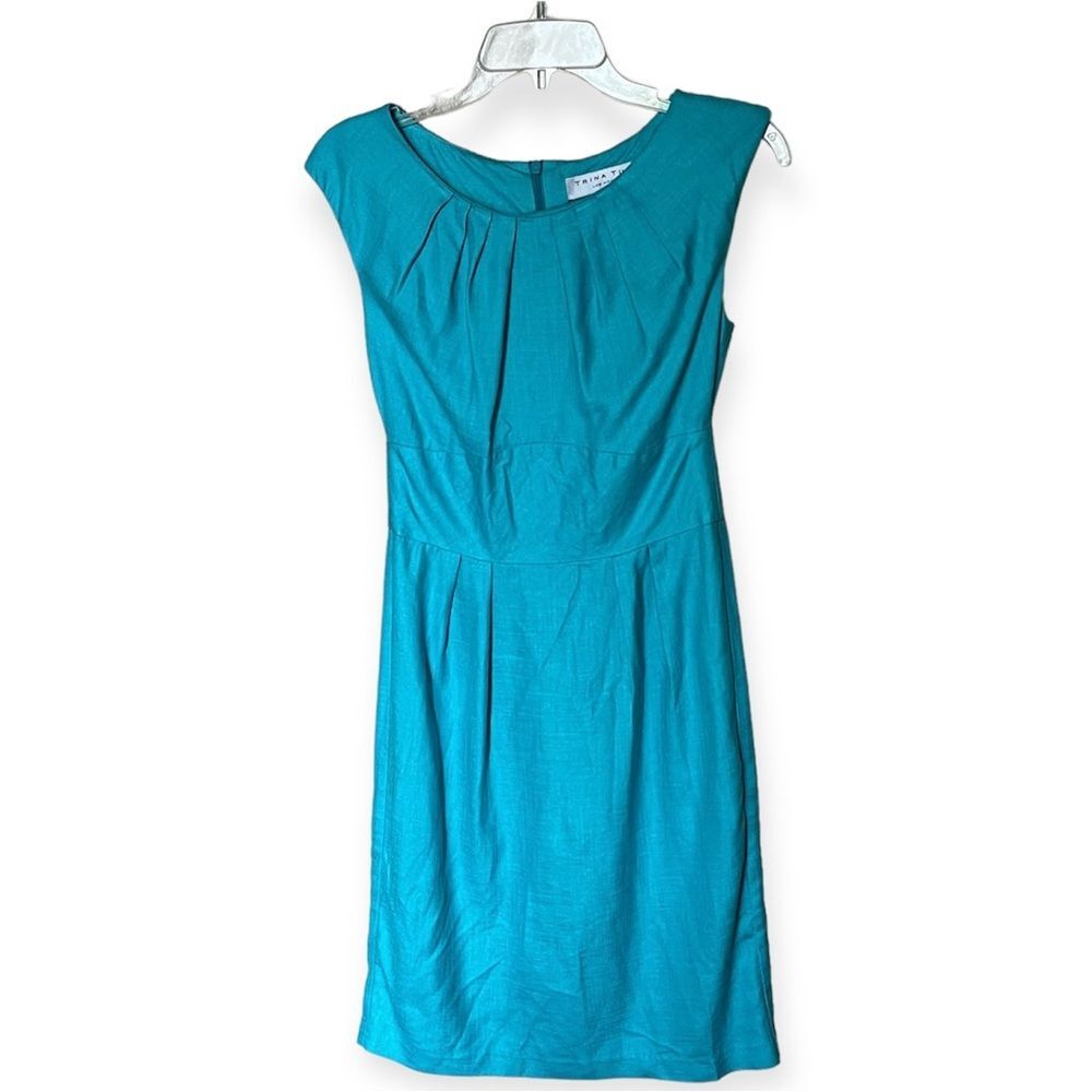 Trina Turk Sleeveless Blue Sheath Dress with Hidden Zipper Size 4/Small *FLAW